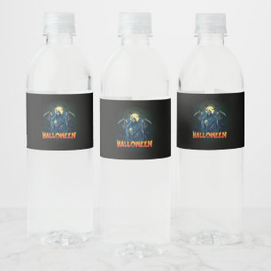 Étiquette Pour Bouteilles D'eau Halloween de nuit squelette effrayant, Mon humeur