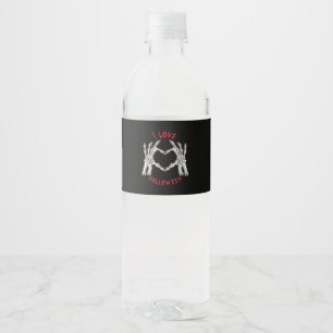 Étiquette Pour Bouteilles D'eau Halloween Skeletal Mains Coeur drôle Dire