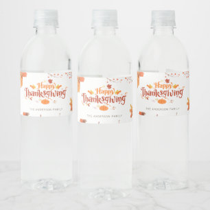 Étiquette Pour Bouteilles D'eau Happy Thanksgiving