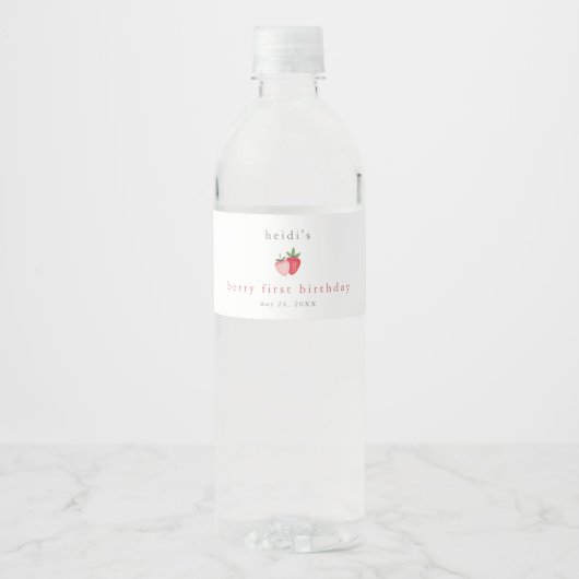 Étiquette Pour Bouteilles D'eau HEIDI mignonne fraise fille Berry premier annivers (Devant)