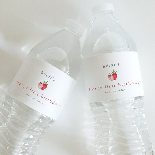 Étiquette Pour Bouteilles D'eau HEIDI mignonne fraise fille Berry premier annivers