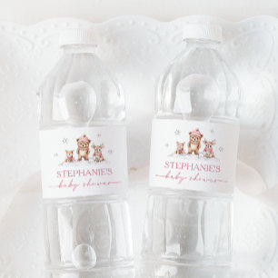 Étiquette Pour Bouteilles D'eau Hiver Bois Animaux Baby shower Étiquette d'eau