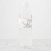 Étiquette Pour Bouteilles D'eau Hiver De Flammes De Neige Fondu Rose Et Argent (Dos)