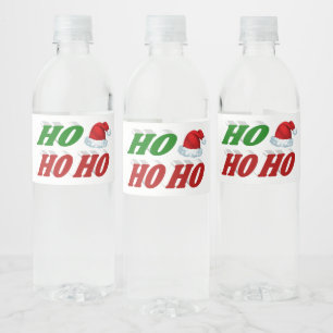 Étiquette Pour Bouteilles D'eau Ho Ho Ho Santa Hat Noël rouge vert typographie