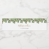 Étiquette Pour Bouteilles D'eau Holiday Christmas Holly (Étiquettes simples)