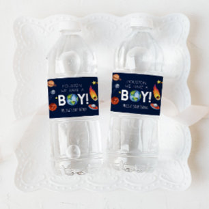 Étiquette Pour Bouteilles D'eau Houston Nous Avons Un Baby shower Boy Space Galaxy