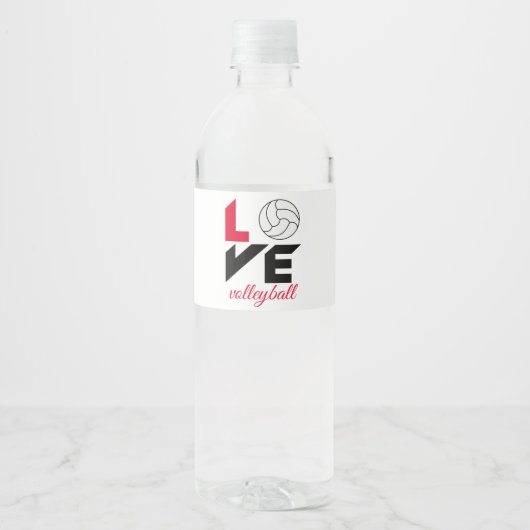 Étiquette Pour Bouteilles D'eau I Love volleyball (Devant)