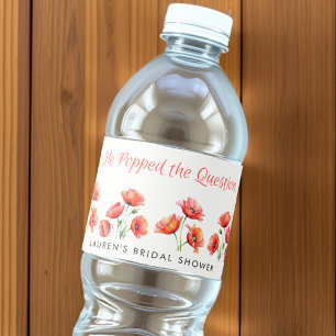 Étiquette Pour Bouteilles D'eau Il a posé la question Fleur de pavot Baby Shower