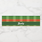 Étiquette Pour Bouteilles D'eau Impression plaid verte et rouge (Étiquettes simples)