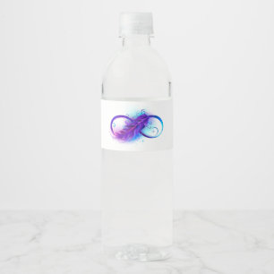 Étiquette Pour Bouteilles D'eau Infinity with purple feather