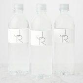 Étiquette Pour Bouteilles D'eau Initiales superposées | Noir sur blanc (Bouteilles)
