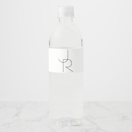Étiquette Pour Bouteilles D'eau Initiales superposées | Noir sur blanc (Devant)
