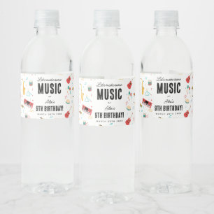 Étiquette Pour Bouteilles D'eau Instruments de musique Thème de fête d'anniversair