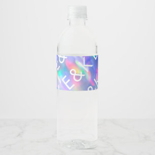 Étiquette Pour Bouteilles D'eau Iridescente Ultra Moderne Mariage Monogramme