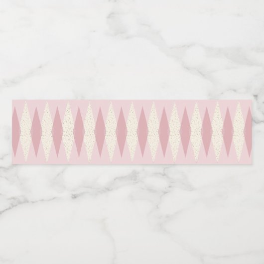 Étiquette Pour Bouteilles D'eau Jacquard rose moderne du milieu du siècle Étiquett (Étiquettes simples)