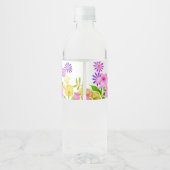 Étiquette Pour Bouteilles D'eau Jardin floral blanc (Dos)