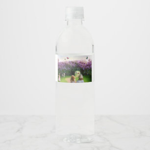 Étiquette Pour Bouteilles D'eau jardin magique avec enfants et papillons