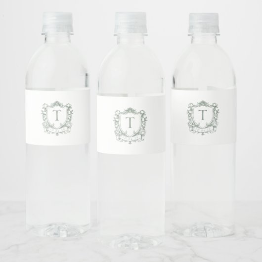 Étiquette Pour Bouteilles D'eau Jardin royal Monogramme Crest (Bouteilles)