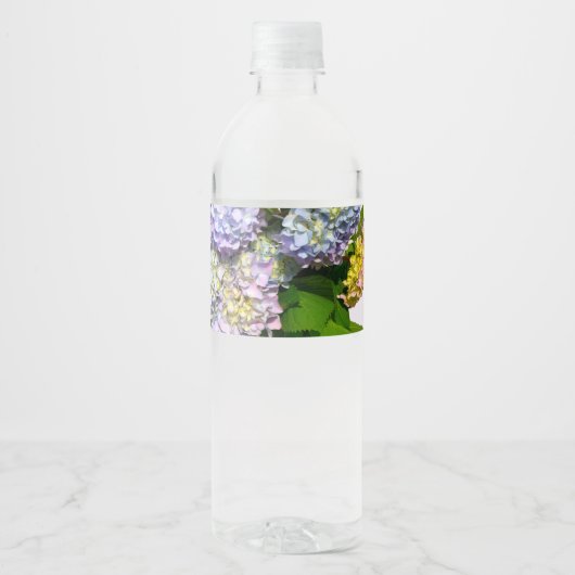 Étiquette Pour Bouteilles D'eau Jardins d'Hydrangea, rose, bleu, violet (Devant)