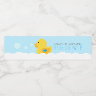 Étiquette Pour Bouteilles D'eau Jaune en caoutchouc Ducky Bubble Baby shower des g