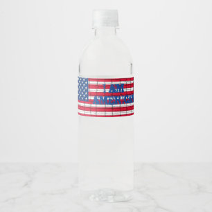 Étiquette Pour Bouteilles D'eau JE SUIS drapeau rouge et bleu AMÉRICAIN de