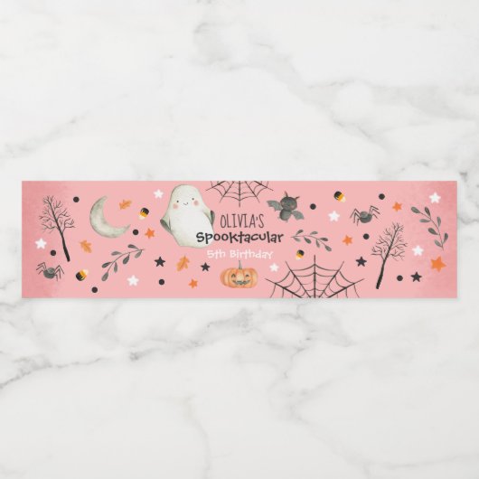 Étiquette Pour Bouteilles D'eau Joli Halloween Ghost Spooktacular Anniversaire Déc (Étiquettes simples)