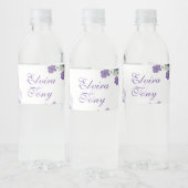 Étiquette Pour Bouteilles D'eau Joli Roses violets, Aquarelle Florale (Bouteilles)