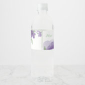 Étiquette Pour Bouteilles D'eau Joli Roses violets, Aquarelle Florale (Dos)