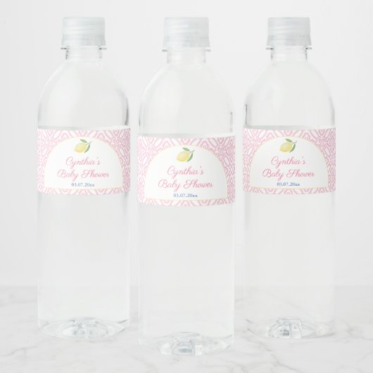 Étiquette Pour Bouteilles D'eau Jolie Fête de Baby shower blanc rose citron (Bouteilles)