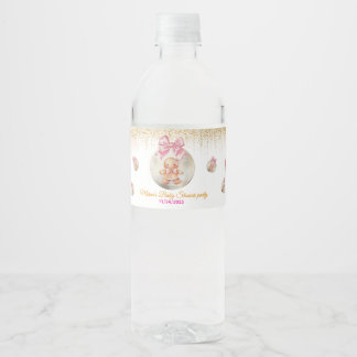 Étiquette Pour Bouteilles D'eau Jolie fille en pain d'épice rose ornement Noël béb