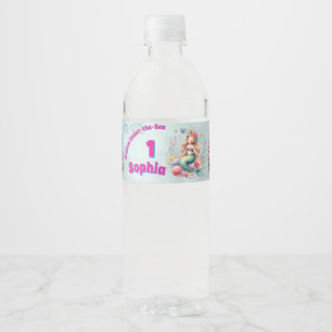 Étiquette Pour Bouteilles D'eau Jolie Sirène Florale Magique pour 1er Anniversaire