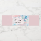 Étiquette Pour Bouteilles D'eau Jolies fleurs bleues sur Arrière - plan rose (Étiquettes simples)