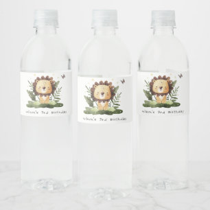 Étiquette Pour Bouteilles D'eau Jour de l'Anniversaire du lion animal sauvage de l