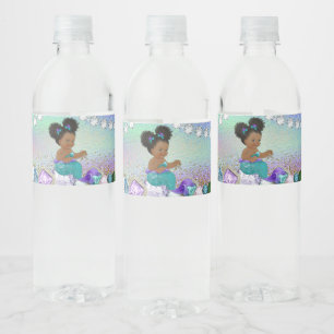 Étiquette Pour Bouteilles D'eau Joyau de cheveux Afro Baby shower de sirène
