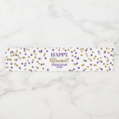 Étiquette Pour Bouteilles D'eau Joyeuse retraite confetti or et violet (Étiquettes simples)