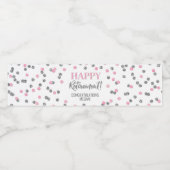 Étiquette Pour Bouteilles D'eau Joyeuse retraite confettis rose argent (Étiquettes simples)