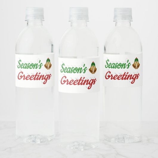 Étiquette Pour Bouteilles D'eau Joyeuses Fêtes Bells Noël rouge vert script (Bouteilles)