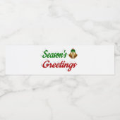 Étiquette Pour Bouteilles D'eau Joyeuses Fêtes Bells Noël rouge vert script (Étiquettes simples)