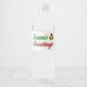 Étiquette Pour Bouteilles D'eau Joyeuses Fêtes Bells Noël rouge vert script (Devant)