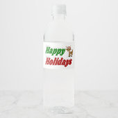 Étiquette Pour Bouteilles D'eau Joyeuses fêtes typographie rennes Noël (Devant)