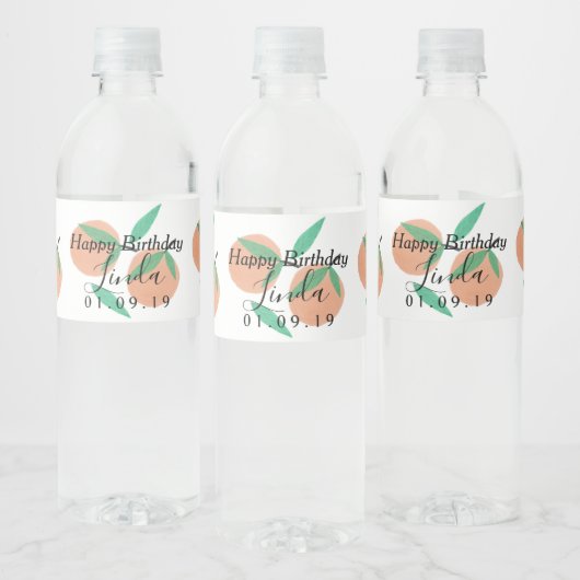 Étiquette Pour Bouteilles D'eau Joyeux Anniversaire Script Orange Fête (Bouteilles)