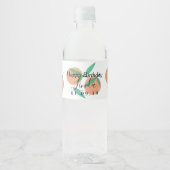 Étiquette Pour Bouteilles D'eau Joyeux Anniversaire Script Orange Fête (Devant)
