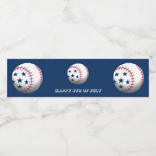 Étiquette Pour Bouteilles D'eau Joyeux baseball 4 juillet (Étiquettes simples)