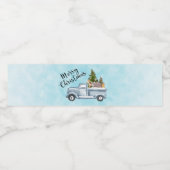 Étiquette Pour Bouteilles D'eau Joyeux Camion de Noël avec de mignons animaux (Étiquettes simples)