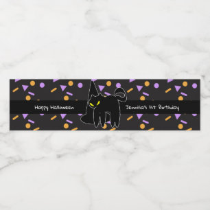 Étiquette Pour Bouteilles D'eau Joyeux Halloween Chat noir Anniversaire