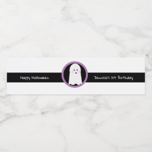 Étiquette Pour Bouteilles D'eau Joyeux Halloween Simple Ghost Anniversaire