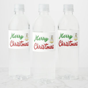 Étiquette Pour Bouteilles D'eau Joyeux Noël Angel rouge vert script