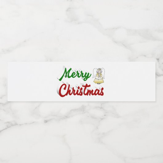 Étiquette Pour Bouteilles D'eau Joyeux Noël Angel rouge vert script (Étiquettes simples)