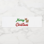 Étiquette Pour Bouteilles D'eau Joyeux Noël Reindeer rouge vert script (Étiquettes simples)