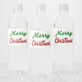 Étiquette Pour Bouteilles D'eau Joyeux Noël rouge et vert script (Bouteilles)